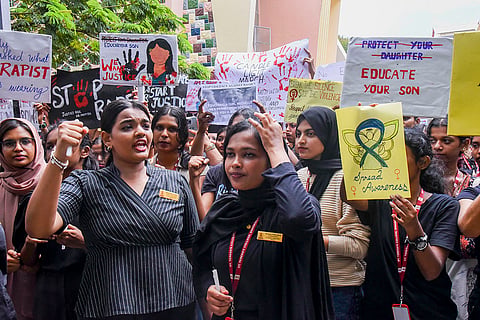 Kolkata rape-murder case: Students and teachers of St Teresa's College stage a protest in Kochi